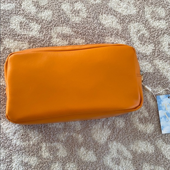 Handbags - Orange Leather Cosmetics Bag